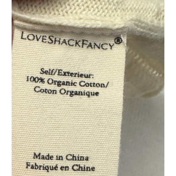 LoveShackFancy Women’s Ancora Ruffle Pointelle Knit Sweater Cream Size M - Picture 9 of 10